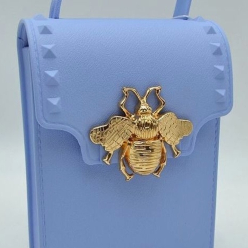 Perwinkle Crossbody Bag with Gold Bee Accent